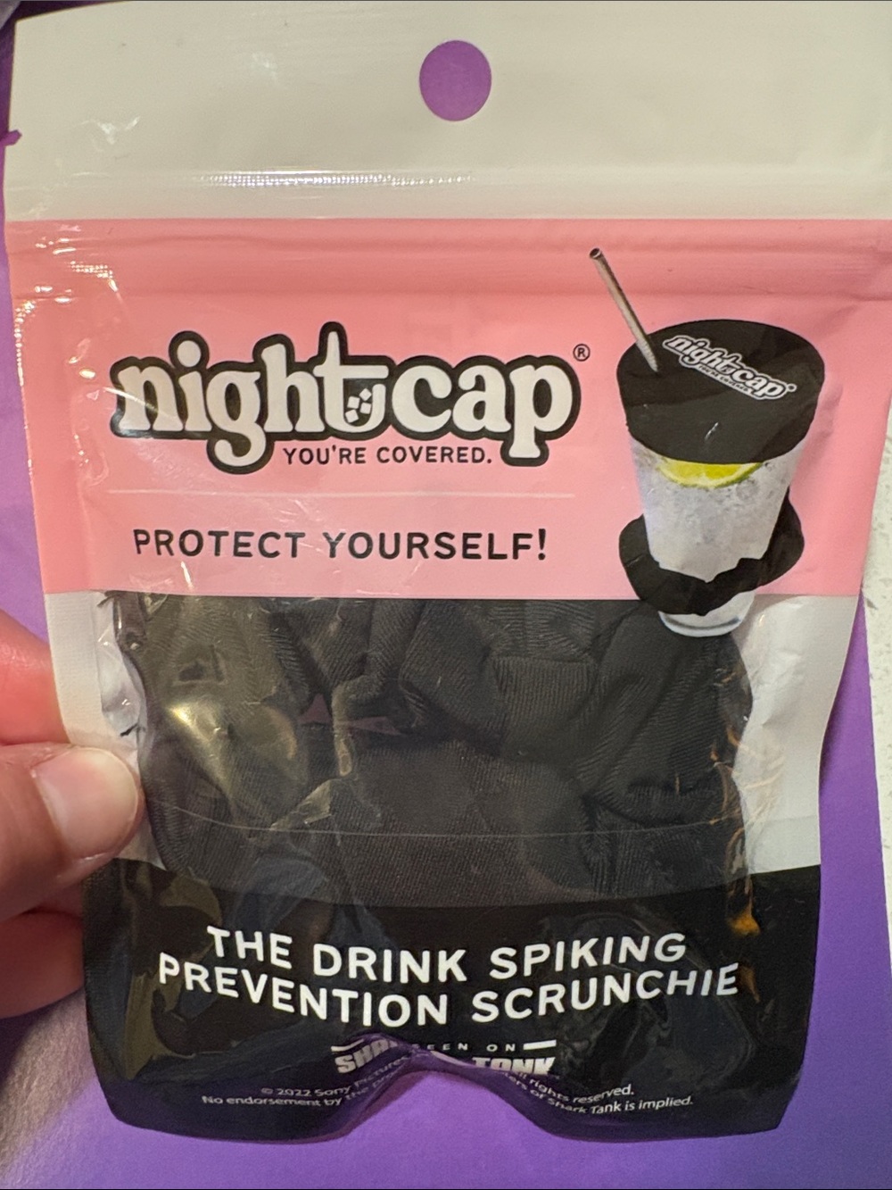 Nightcap Drink Spiking Prevention Scrunchie - Black